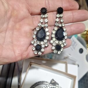 Elegant Black and Silver Drop Earrings